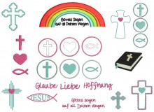 Stickserie - Christliche Symbole zur Taufe - christliche Motive